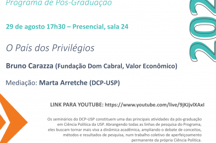 #4 2-2024 Seminário do DCP-USP "O País dos Privilégios", 29 de agosto, 17h30.